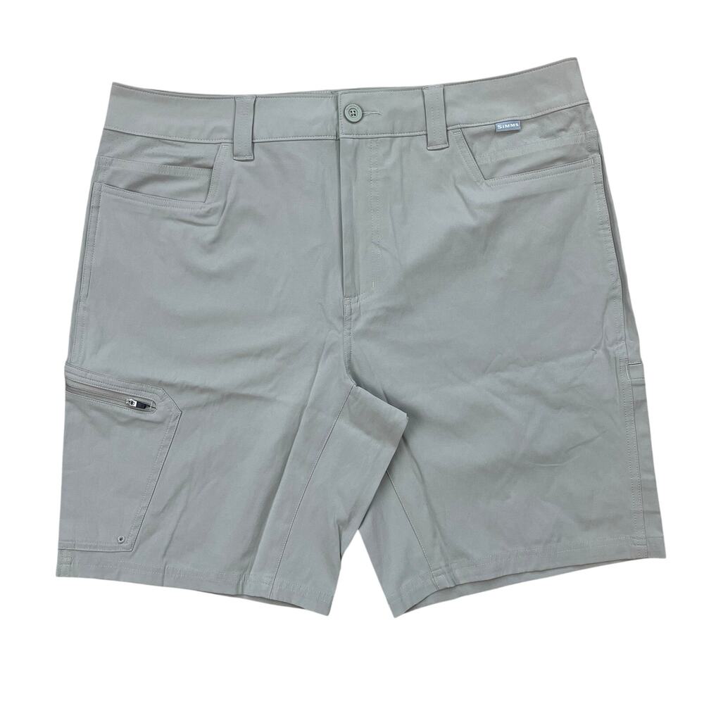 Simms Challenger Fishing Shorts Mens 36 Khaki Performance Stretch Cargo NWT 9"